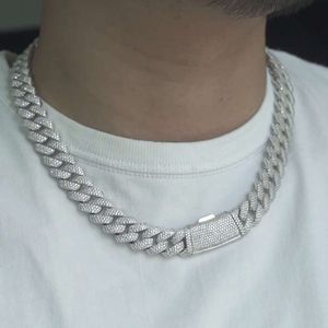 Sterling Sier VVS D Couleur Set Hands Moisanite Hip Hop Cuban Link Chain Collier personnalisé pour hommes avec certificat