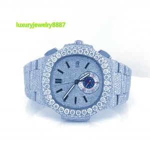 Sterling Sier VVS Moisanite Diamond Diamant entièrement glacé Automatique Mouvement Hip Hop Hop Mens Watch Diamonds Custom Watches