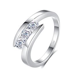 Sterling zilveren 3 stenen ring voor vrouw met certificaat Luxe verlovingssieraden Trending Gift A Girl Sale 240112