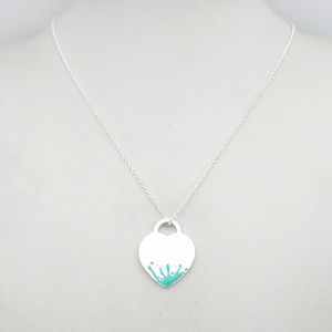 Sterling zilver 925 ketting voor vrouwen klassieke mode exclusieve blauwe emaille water bloem hart charme dames ketting