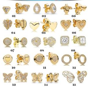 Pendentif en argent sterling 925 pour femme Bracelet Pandora Boucles d'oreilles Gold Love Series Boucles d'oreilles Bee Bow Temperament