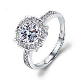 Sterling Zilver 925 Verguld Platina 1CT D-kleur VVS1 Moissanite Ring Trendy Vrouwen Voorstel Bruiloft Verlovingsringen