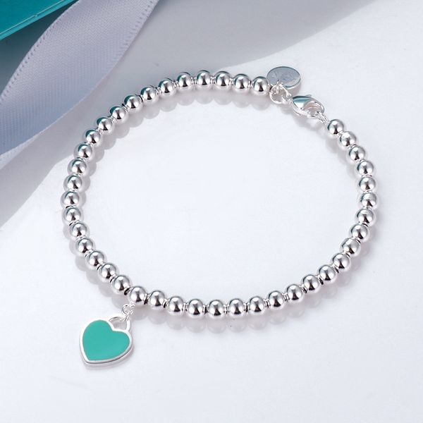 Bracelet de bijoux en perles d'argent sterling créateur féminin pour les amateurs de bracelets féminins cadeaux faits à la main pour hommes et femmes argent titane or Saint Valentin.