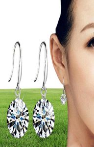Sterling Silver Bruids Crystal Drop -oorbellen 10 mm Classic Shiny Jewelry Wedding Accessories Rhinestone oorbellen voor bruid dames4626744