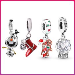 Breloque en argent sterling pain d'épice homme arbre bijoux flocon de neige Dangle pendentif Fit Pandora