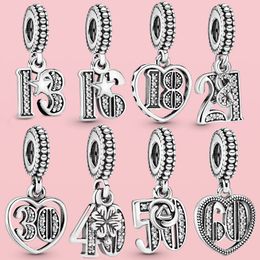 Charms en argent sterling Pendentif Sparkling Anniversaire Memorial Dangle Charm Perle Fit Original Pandora Bracelet Collier DIY Fine Designer Bijoux