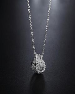 Joyería de moda de plata esterlina, collar con colgante de bola tejida de 18 pulgadas para mujer, regalos de cumpleaños y bodas Chains9298279