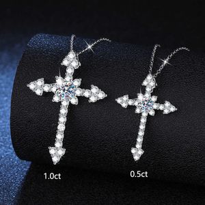 Sterling zilveren mode-sieraden kettingen voor koppels diamanten Moissanite kruis hanger ketting