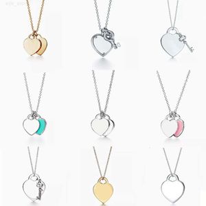 Sterling zilver horen ketting vrouw 1 2 lagen hartsleutel hanger kettingen druppel lijm ingelegde kristal vergulde ketting personaliseren fijne designer sieraden