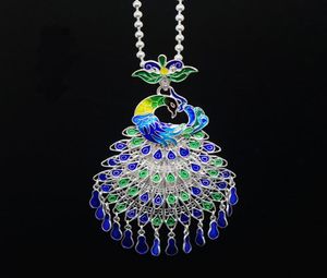 Joyas de plata esterlina Cloisonne Peacock Pends Chino Phoenix Charmería de joyería para mujer Aniversario de bodas de la mujer 8973695
