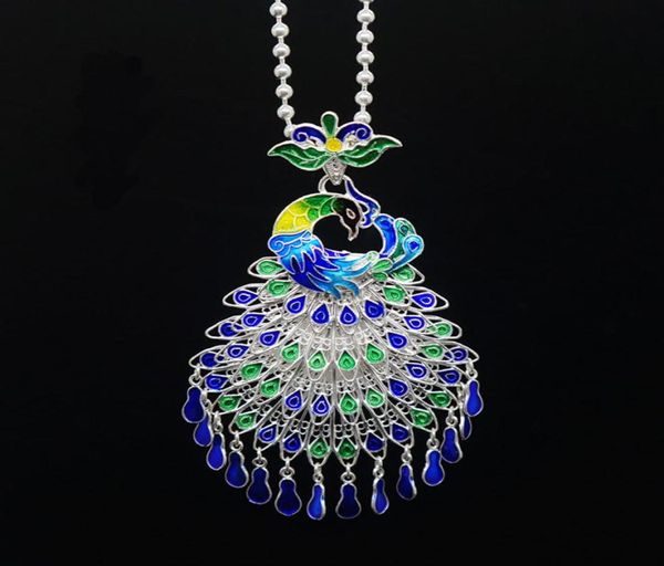 Bijoux en argent sterling Cloisonne Peacock Pendant Chine