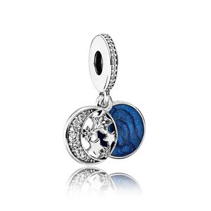 Sterling Silver Moon Blue Sky Dangle Charm avec boîte d'origine pour Pandora Bracelet Bracelet Collier Fabrication de bijoux Pendentif Charms Accessoires