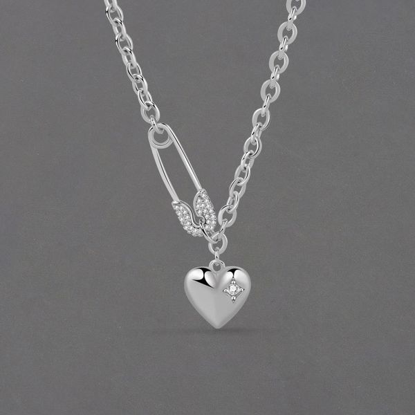 Collier en argent sterling pour les femmes Clip Coeur Shape O Chain Chocker Chirstamas Gift Fashion Trendy Fine Jelwery