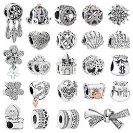 Número de plata esterlina Puppy Family Beads Fit Pandora Charms Originales Bracelets For Women Gift Fine Jewelry Making