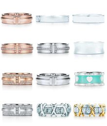 Sterling zilveren gewone ring diamant dubbele T dames favoriete kerstcadeau sieraden China groothandel1633354