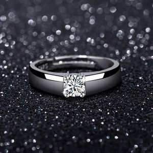 Sterling Silver Platinum plaqué classique Diamond Solitaire Mens Mens Couple Amateurs de mariage Gift Holiday Gift 237k