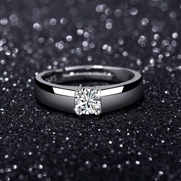 Sterling Silver Platinum plaqué classique Diamond Solitaire Mens Mens Couple Amateurs de mariage Gift Bijoux 274