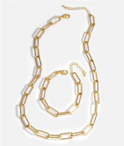 Pulsera de collar de la cadena de clip de rectángulo de plata esterlina 18k Gold de oro mínimo mínimo de joyería de joyería delicada 9664747