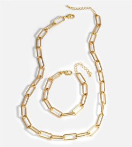 Sterling zilveren rechthoek Paperclip ketting ketting armband 18k goud vergulde minimalistische sierlijke fijne juwelenketens7938162