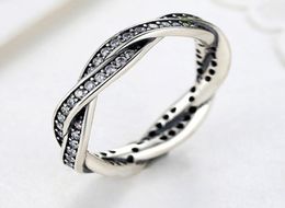 Sterling zilveren ring Rose goud Pave Love Eternal gevlochten met kristallen ring compatibel met ps06666875975