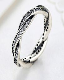 Sterling zilveren ring Rose goud Pave Love Eternal gevlochten met kristallen ring compatibel met ps06661258018
