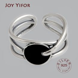 Sterling zilveren ringen voor vrouwen Resiverable Handmade Black Zirkon Bague Femme Argent Accesorios Fine Jewelry