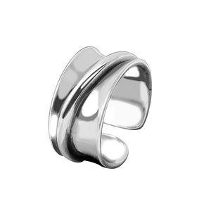 Bagues en argent Sterling pour femmes large lisse rond Simple minimaliste ouvert réglable bague mode bande femme Bijoux