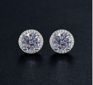 Sterling Zilver S925 2CT Moissanite Diamond Earring Bruiloft Verlovingsoorbellen Uitstekende Cut Snow Round Hip Hop