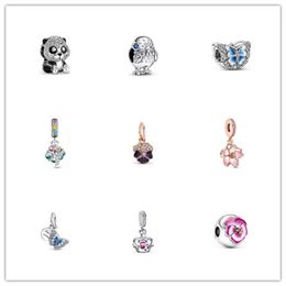 Argent sterling s925 Perles en vrac Breloques perlées Designer Original Fit Pandora Bracelets Fleur colorée Pendentif Bijoux Accessoires de mode Cadeaux de vacances pour femmes