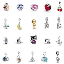 Argent Sterling s925 Perles Lâches DIY Amis Femmes Cadeau Bijoux Perlé Original Fit Pandora Bracelet Collier Charme Fille Charme Mignon Chat Fleur Pendentif Accessoires