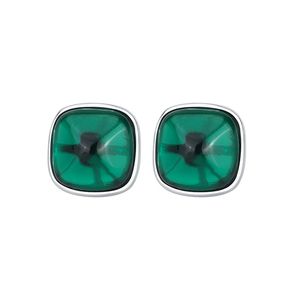 Boucles d'oreilles de pote de pierre de pierre de pierre sterling simulées 10x10, conception minimaliste de la tour de bonbons, S925 Vente chaude - vert, rouge, bleu
