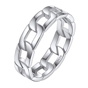 Sterling Zilveren Stevige Keltische Knoop/Cubaanse Link Chain Ringen voor Vrouwen Mannen Vintage Eternity Band Ring Sieraden