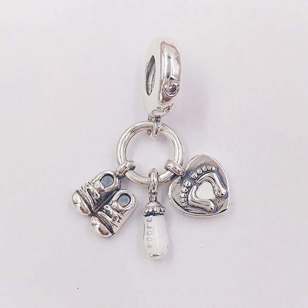 Joyería de boda de plata esterlina que hace pandora My Little Baby DIY encanto pulseras de cristal día de la madre novia regalos para mujeres cadena collar con nombre de cuentas 798106CZ