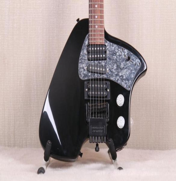 Steve Klein – guitare électrique sans tête noire, bras Vibrato, cordier Tremolo gris perle Pickguard HSH Pickups4945323