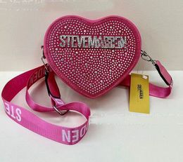 Bolso de hombro con forma de corazón de diseñador de Steve Rhinestones brillantes Bolso de embrague de embrague de embrague Femenino Femenino 4 Color