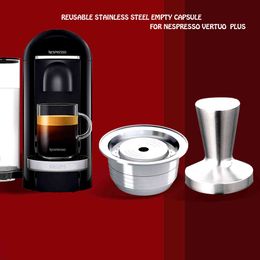 Stianless Steel Reusable Big CUP Nespresso Vertuo Plus Coffee Capsule Filter Espresso For Nespresso Vertuoline GCA1& Delonghi 210326