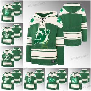 Stiched 2024 St. Patrick's Day Kelly Green Hoodie Pullover Golden Knights Maple Leafs Lightning Kraken Rangers Bruins Flyers Devils Capitals Heren Dames Jeugd