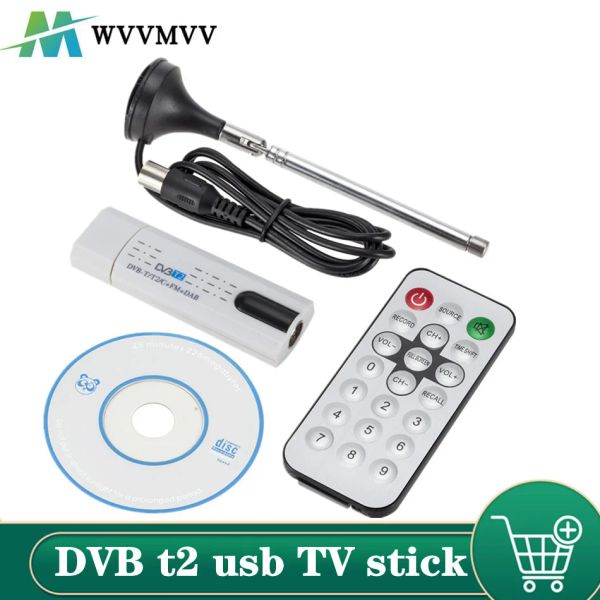 Antenne numérique Stick USB 2.0 HDTV TV Remote Taille RecorderReceiver pour DVBT2 / DVBT / DVBC / FM / DAB pour ordinateur portable, livraison gratuite en gros