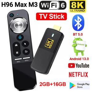 Stick H96 Max M3 Smart TV Stick 8K Android 13 WiFi6 Contrôle vocal HDMICOPATIBLE BOX 2GB 16 Go OTA Bluetooth Media Player 240130