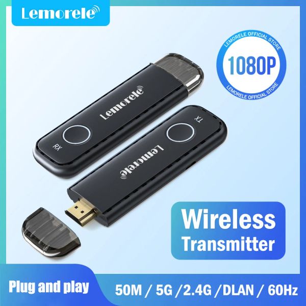 Stick LeMorele 50m Wireless Wireless HDMI Transmetteur Receiver 1080p Affichage Dongle Extender AV Adaptateur pour le moniteur de projecteur TV pour ordinateur portable