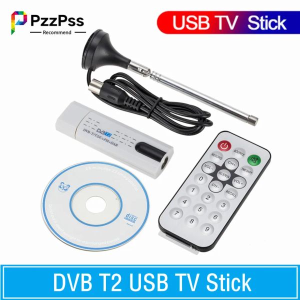Stick Pzzss Satellite numérique DVB T2 USB TV Stick Torner avec antenne Remote HD USB TV Receiver DVBT2 / DVBT / DVBC / FM / DAB USB TV Stick