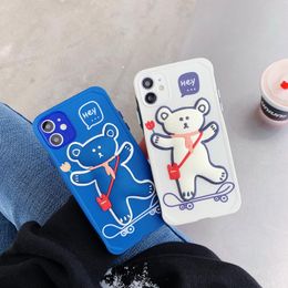 Stick-stick skateboard bear patch telefoon gevallen kleur knop lens volledig pakket voor iPhone 12 11 pro promax x xs max 7 8 Plus