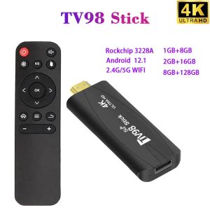 Stick TV98 TV Stick 4K Smart 2.4G 5G WiFi Android TV Box 12.1 Rockchip 3228A HDR Set Top Os HD 3D Portable Media Player
