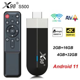 Stick X98 S500 Android 11 TV Stick Smart TV Box Amlogic S905Y4 2G16G /4G32G AV1 4K 60FPS 2.4G5G Dual WiFi X98 Dongle Set Topbox