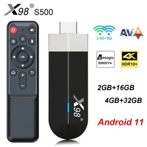 Stick x98 S500 Android 11 TV Stick Smart TV Box Amlogic S905Y4 2G16G / 4G32G AV1 4K 60FPS 2.4G5G DUAL WIFI X98 DONGLE Set Top Box