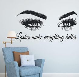 Cils autocollants cils Extensions Decal Beauty Salon Citation murale Décor des yeux maquilleurs Art AY1075 Y200103 Brows9697806