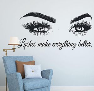 Cils autocollants cils Extensions Decal Beauty Salon Citation murale Décor des yeux maquilleurs Art AY1075 Y200103 Brows9697806