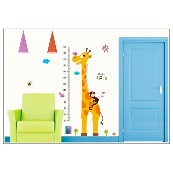 Autocollant décor à la maison hauteur mesure girafe amovible carte affiche murale papier peint 9092 201106