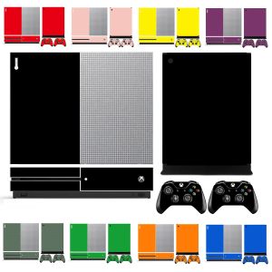 Autocollants 10 Couleurs massives propres purs Protecteur d'autocollant en vinyle pour Microsoft Xbox One S et 2 Controller Skins Stickers