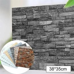 Autocollants 10pcs / pack 3D Brick Selfadhesive Wall Autocollants étanche Panneau de mousse Panneau peignant PEEL ET CONSEIL CHAMPE